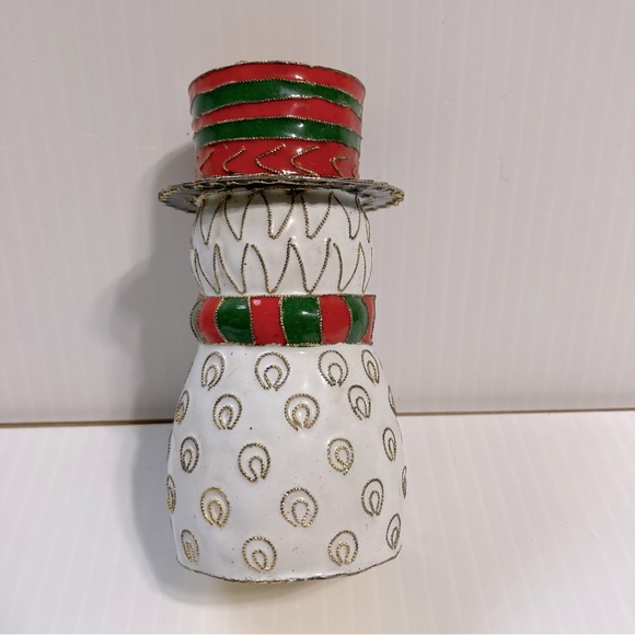 Metal Snowman Candle Stick Holder Centerpiece 4" Tall with 12" Candle - Picture 10 of 13